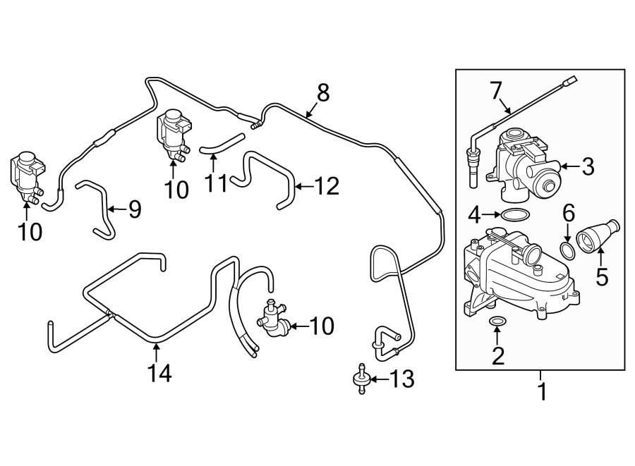 2011 Volkswagen Vacuum Hose. 201112, ENGINE COMPONENTS 059131051DF